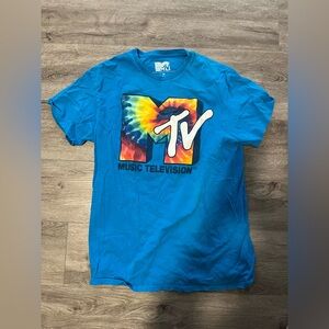 MTV Blue Tie-Dye Logo Short Sleeve Tee
